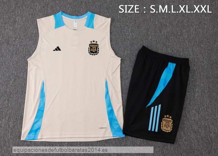 Nuevo Entrenamiento Sin Mangas Conjunto Completo Argentina 2024 Amarillo Azul Negro Baratas